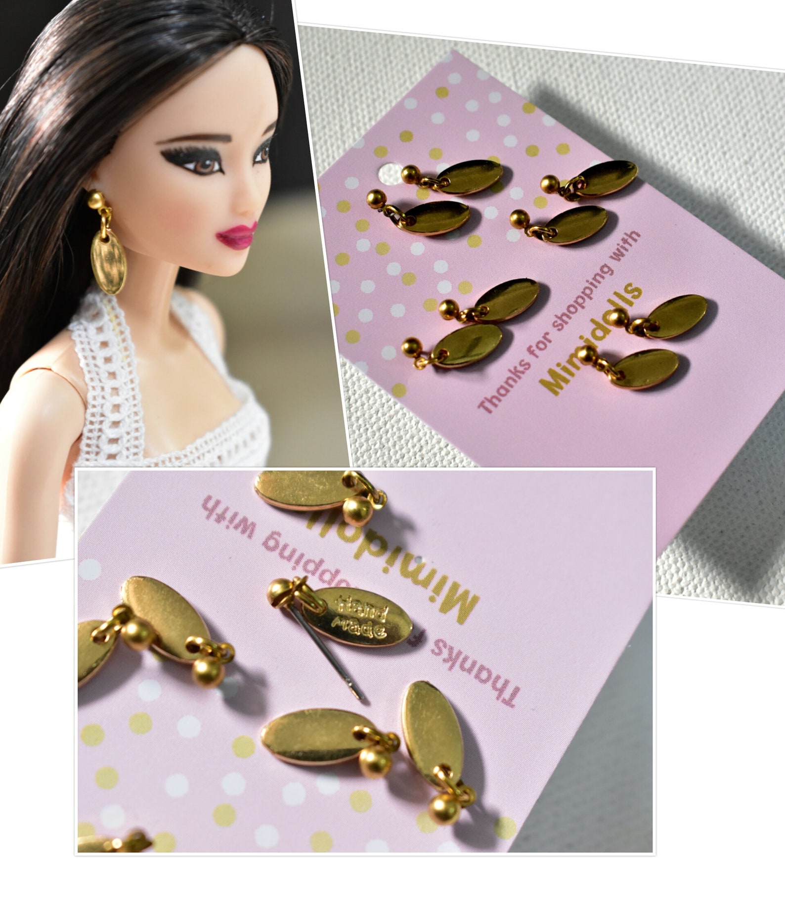 Barbie earrings jewelry for dolls Earrings for barbie Etsy