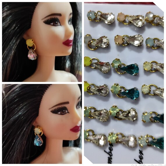 Barbie earrings jewelry for dolls Earrings for barbie Etsy