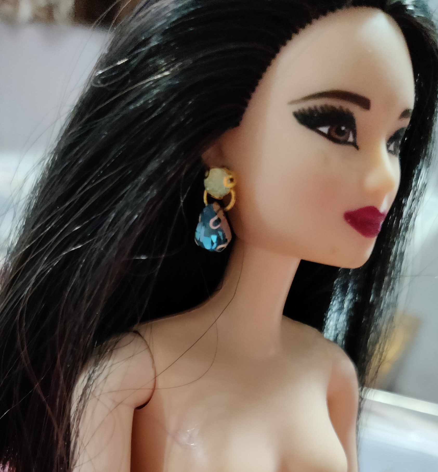 Barbie earrings jewelry for dolls Earrings for barbie | Etsy