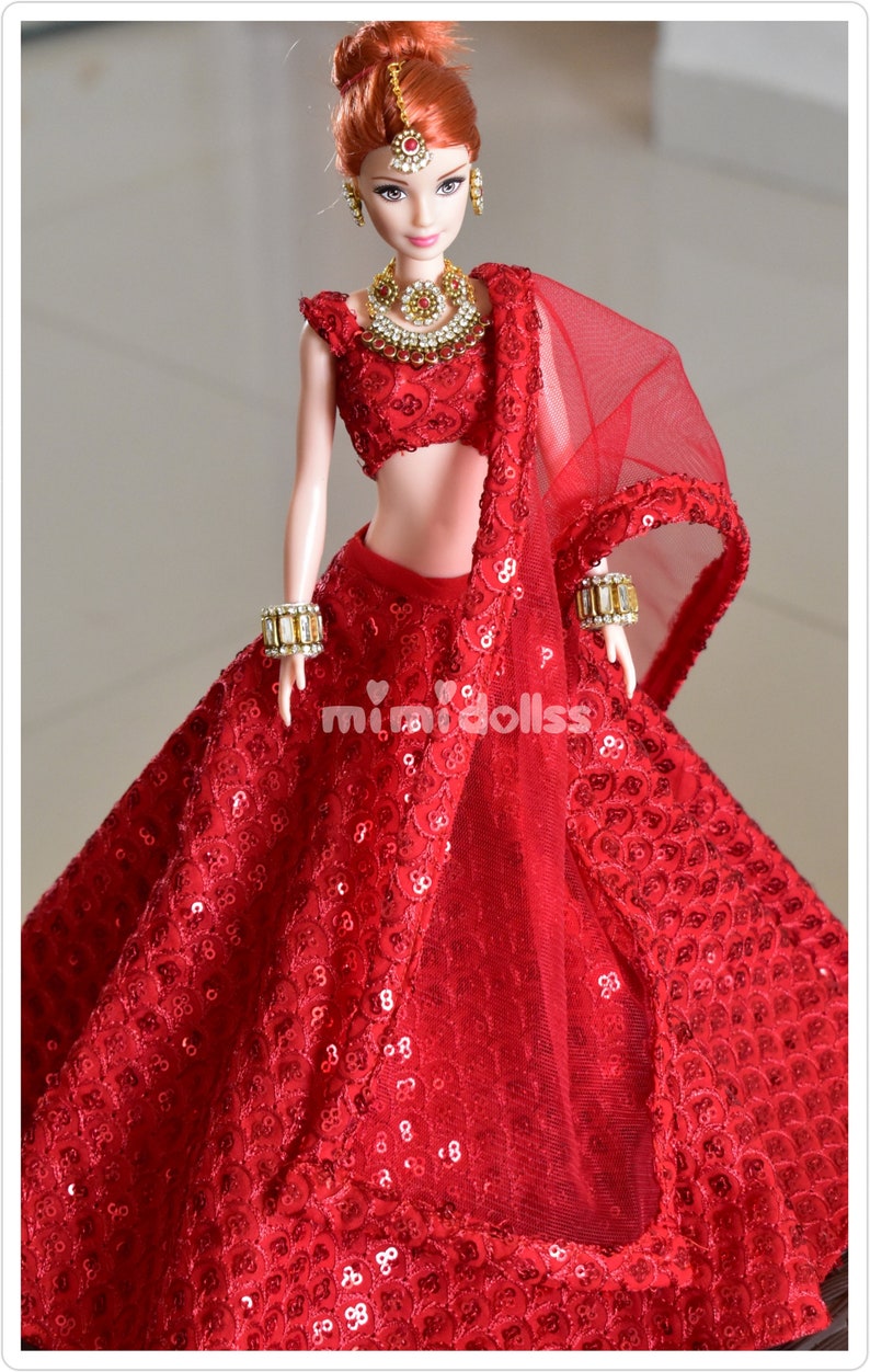 Red Bridal Lehenga for Barbie Doll Etsy