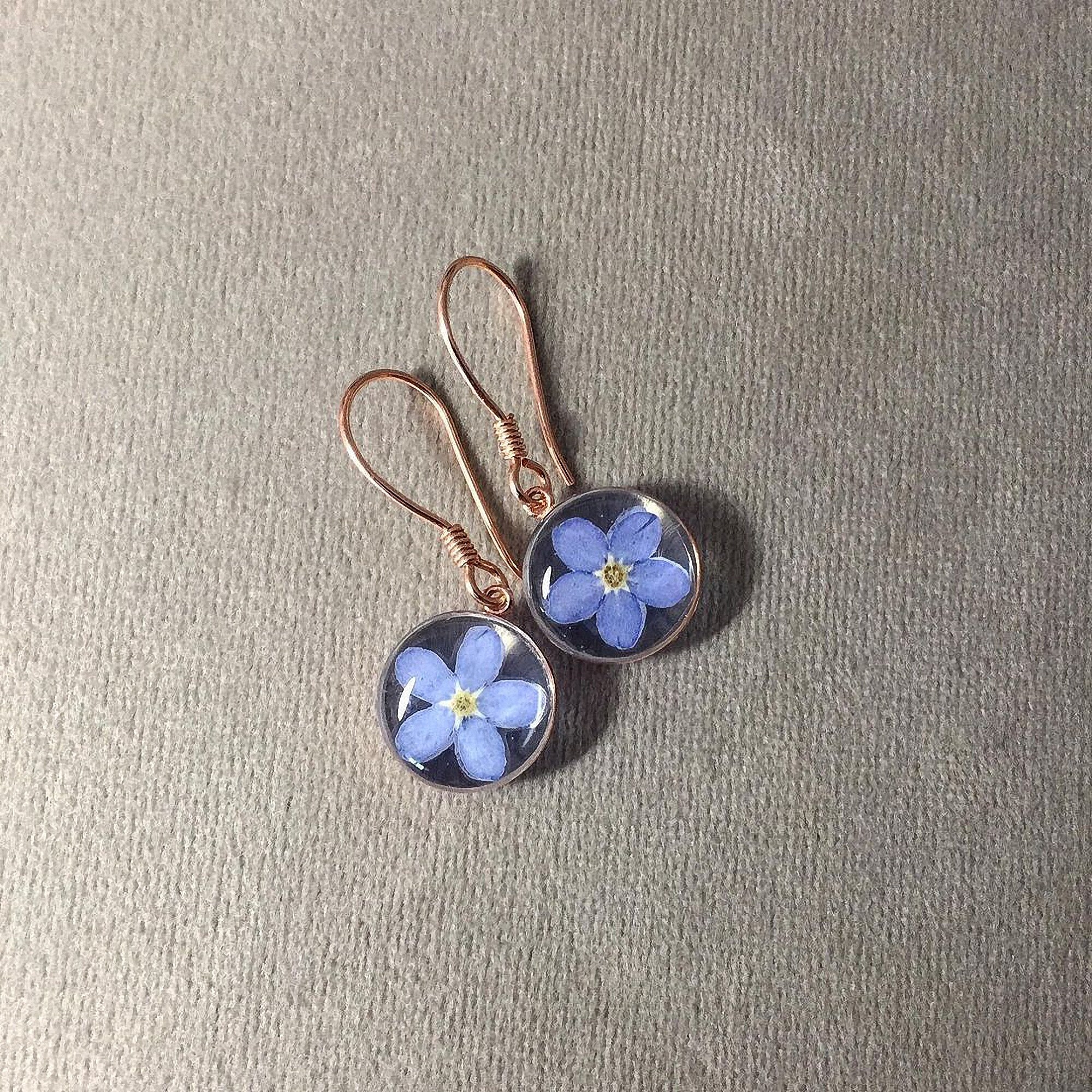 Me Not Flower Earrings Sterling Silver Rose Gold Plated Etsy