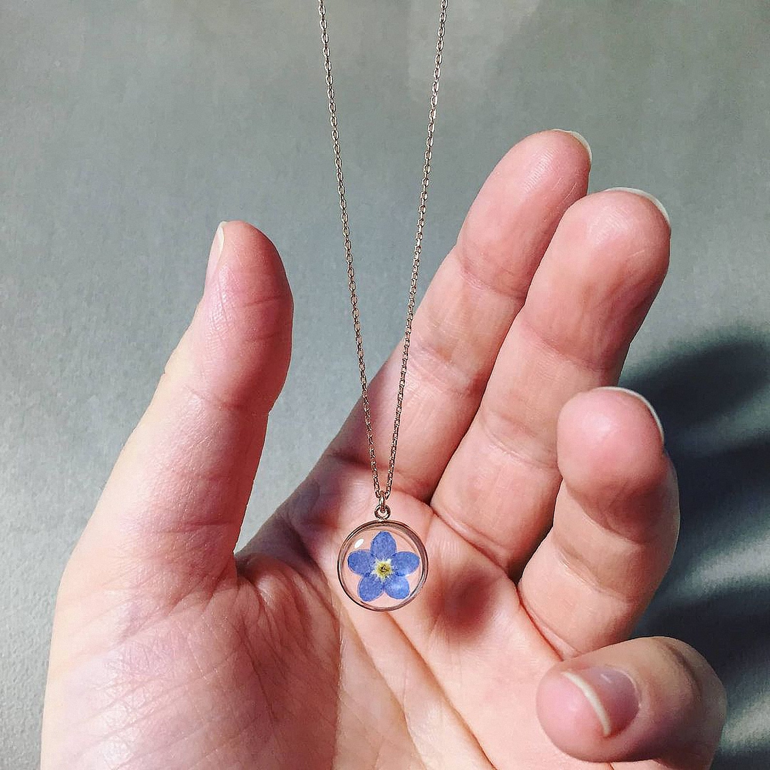 Real Me Not Flower Necklace Rose Gold Plated Sterling Etsy