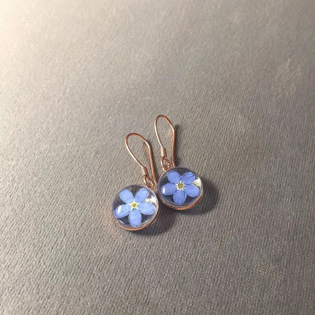 Me Not Flower Earrings Sterling Silver Rose Gold Plated Etsy