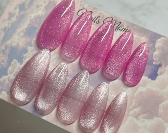 Cherry Sakura Pink Press On Nails | Color Select Cateyes