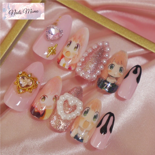 Pink Girl Icons Press On Nails | Kira Kira Kwaii Glitter