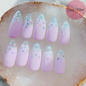 Star Sparkly Laser Holographic Glitter Press on Nails Baby - Etsy