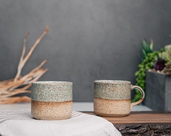 One Espresso/Cortado Cup (with or without handle): Blue-Grey/White Speckle, 4-5.5 oz, Stoneware, Handmade