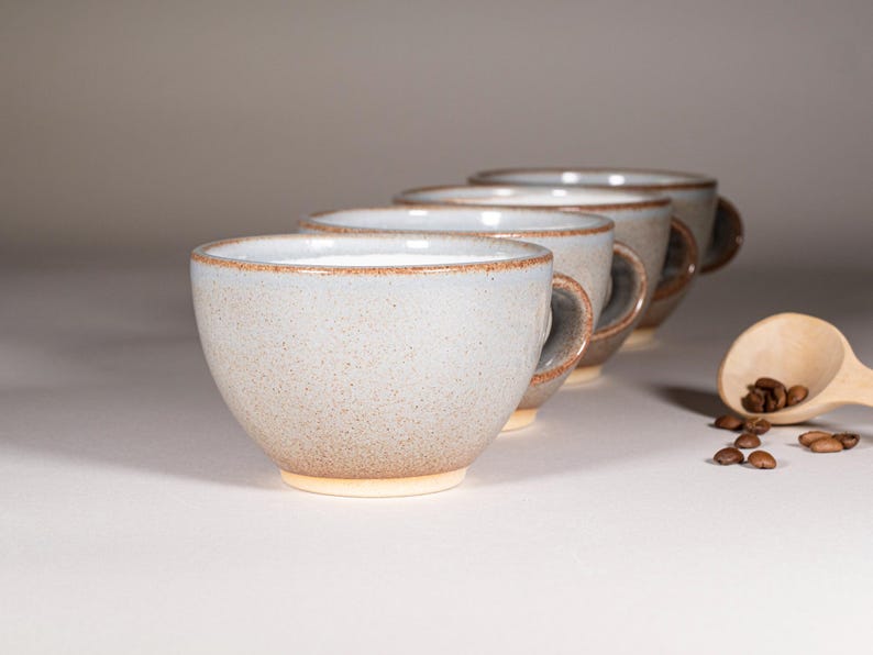 Cappuccino Cup, Latte Cup: Brown-Blue/White, approximately 10-12 oz, Stoneware afbeelding 7