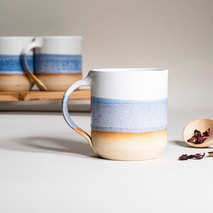 Handmade Ceramic Coffee Tea Office Mug Blue-Purple White 14 oz Earthy Rustic Modern Aesthetic Unique Pottery Contemporary Dinnerware image 14