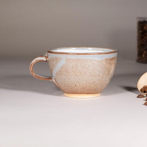 Cappuccino Cup, Latte Cup: Brown-Blue/White, approximately 10-12 oz, Stoneware afbeelding 2