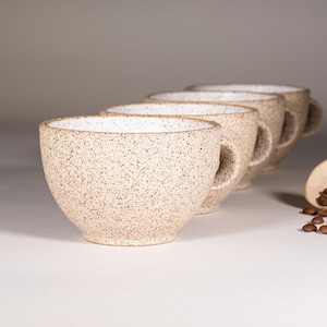 Cappuccino Cup, Latte Cup: White/Speckle, approximately 10-12 oz, Stoneware image 7