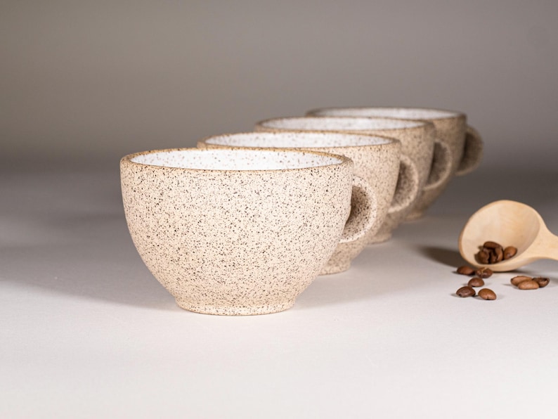 Cappuccino Cup, Latte Cup: White/Speckle, approximately 10-12 oz, Stoneware image 7