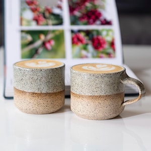 Ceramic Espresso Cup Blue-Grey Speckle 5.5 oz Cortado Cup for Espresso Machine Gift Idea for Coffee Lover Unique Stoneware for Coffee Bar