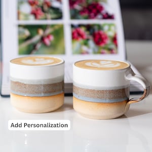 Ceramic Espresso Cup Brown-Blue White 5.5 oz Cortado Cup for Espresso Machine Gift Idea for Coffee Lover Unique Stoneware Decor for Barista