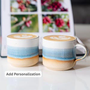 Ceramic Espresso Cup Opal Blue White 5.5 oz Cortado Cup for Coffee Lover Gift Idea for Espresso Machine Unique Stoneware Decor for Baristas