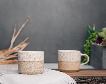 One Espresso/Cortado Cup (with or without handle): White/Speckle, 4-5.5 oz, Stoneware, Handmade