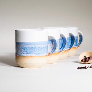 Handmade Ceramic Coffee Tea Office Mug Blue-Purple White 14 oz Earthy Rustic Modern Aesthetic Unique Pottery Contemporary Dinnerware image 11