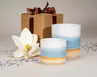 Juego de tazas de cerámica blanca ópalo, caja de regalo para una colección de cocina de diseño moderno para amantes del café, vasos de gres esenciales para el ritual diario.