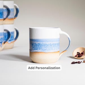 Handmade Ceramic Coffee Tea Office Mug Blue-Purple White 14 oz Earthy Rustic Modern Aesthetic Unique Pottery Contemporary Dinnerware