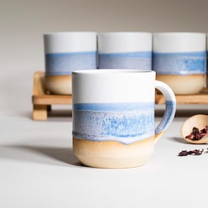 Handmade Ceramic Coffee Tea Office Mug Blue-Purple White 14 oz Earthy Rustic Modern Aesthetic Unique Pottery Contemporary Dinnerware image 12