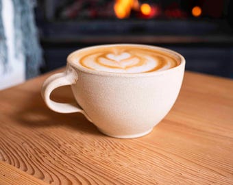 Cappuccino Cup, Latte Cup: Sandy/White, approximately 10-12 oz, Stoneware