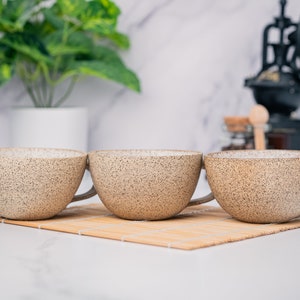 Handmade Modern Cappuccino Cup White Speckle 8-10 oz Latte Cup for Latte Art Lover Stoneware Ceramic Cup for Interior Decorator Closing Gift