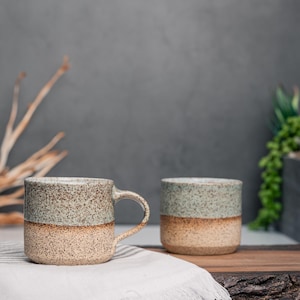 One Espresso/Cortado Cup (with or without handle): Blue Grey Speckle (4 - 5.5 oz), Stoneware, Handmade