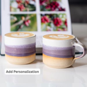 Ceramic Espresso Cup Purple White 5.5 oz Cortado Cup for Coffee Machine Gift Idea for Coffee Bar Unique Stoneware Decor for Coffee Lovers