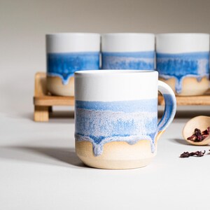 Handmade Ceramic Coffee Tea Office Mug Blue-Purple White 14 oz Earthy Rustic Modern Aesthetic Unique Pottery Contemporary Dinnerware image 13