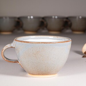 Cappuccino Cup, Latte Cup: Brown-Blue/White, approximately 10-12 oz, Stoneware afbeelding 6