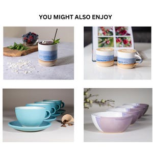 Handmade Ceramic Coffee Tea Office Mug Blue-Purple White 14 oz Earthy Rustic Modern Aesthetic Unique Pottery Contemporary Dinnerware image 16