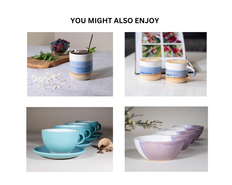 Handmade Ceramic Coffee Tea Office Mug Blue-Purple White 14 oz Earthy Rustic Modern Aesthetic Unique Pottery Contemporary Dinnerware image 16