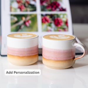 Ceramic Espresso Cup Pink White 5.5 oz Cortado Cup for Coffee Lover Gift Idea for Espresso Machine Unique Stoneware Decor for Daily Use