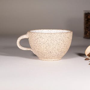 Cappuccino Cup, Latte Cup: White/Speckle, approximately 10-12 oz, Stoneware image 2