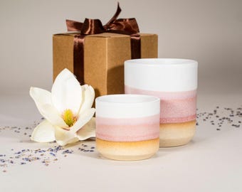 Juego de regalo de taza de cerámica rosa y blanca para el Día de San Valentín, regalo ritual de café para uso diario, cerámica para accesorios de cafetería modernos.