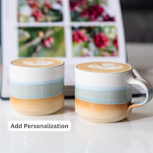 Ceramic Espresso Cup Blue-Grey White 5.5 oz Cortado Cup for Coffee Enthusiast Gift Idea for Coffee Bar Unique Stoneware Decor for Baristas