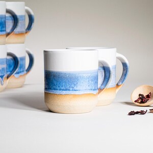 Handmade Ceramic Coffee Tea Office Mug Blue-Purple White 14 oz Earthy Rustic Modern Aesthetic Unique Pottery Contemporary Dinnerware image 10