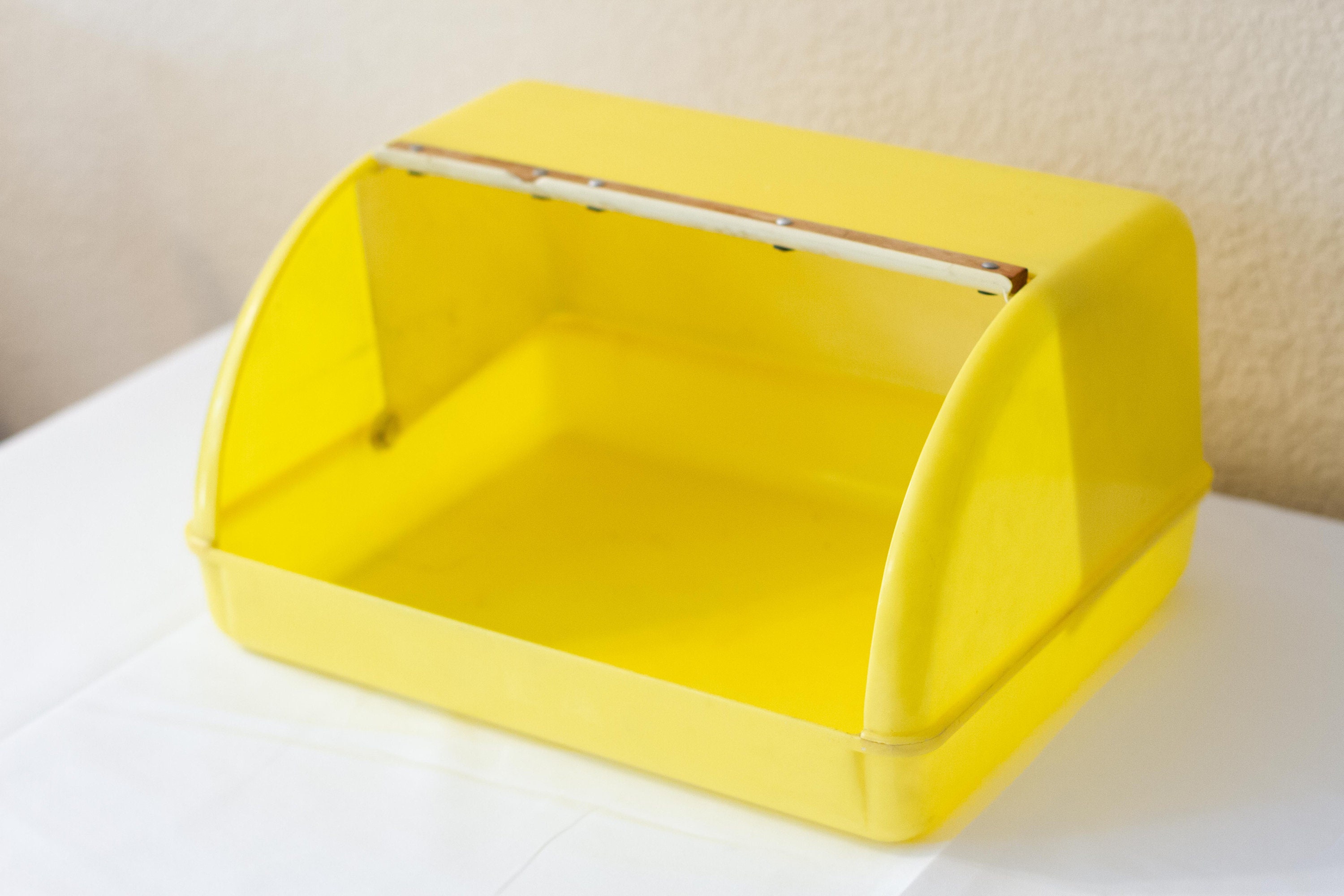 LUSTRO WARE Bread Box Yellow Slide Top Vintage 1960s Etsy