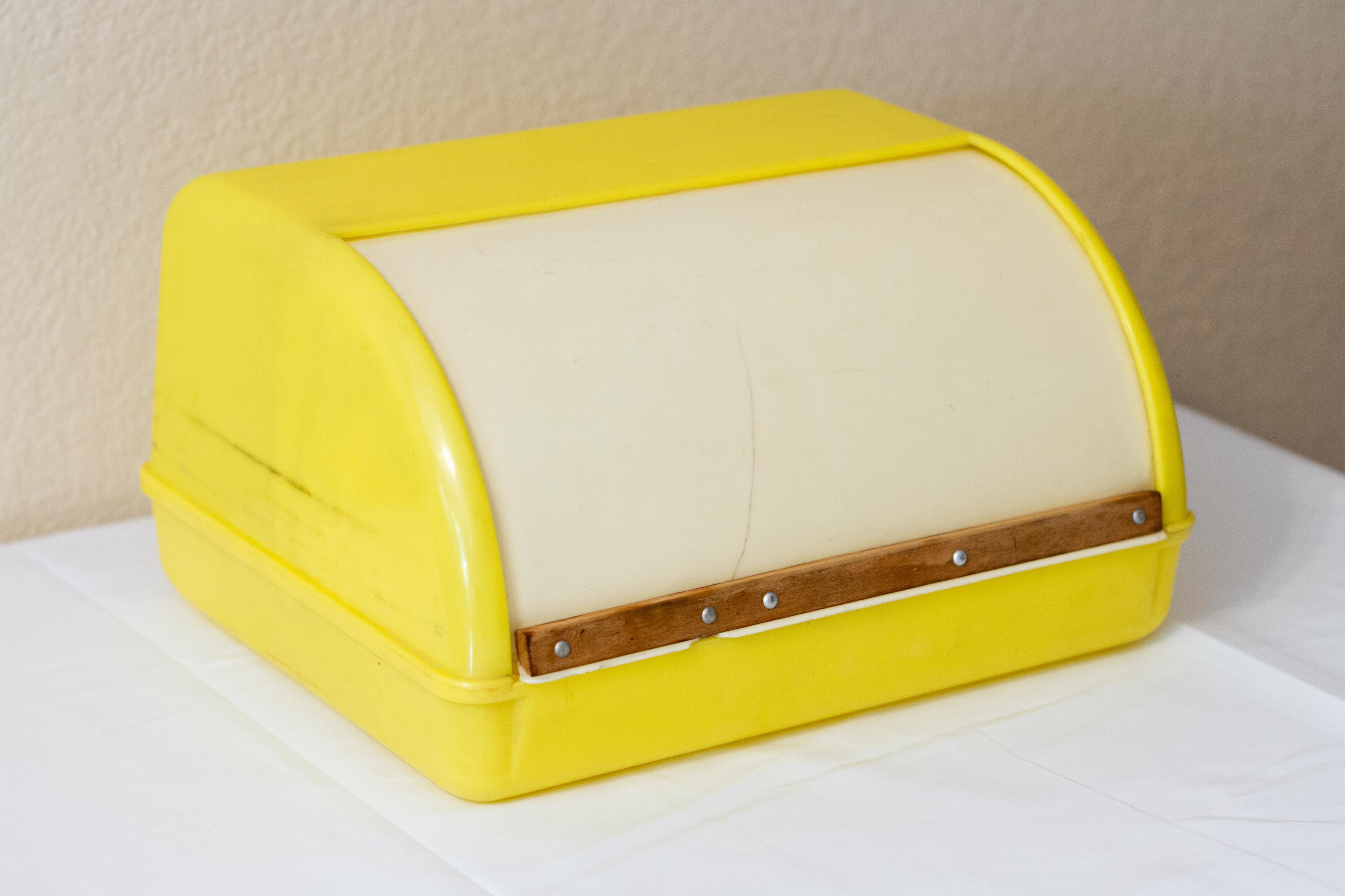 LUSTRO WARE Bread Box Yellow Slide Top Vintage 1960s Etsy