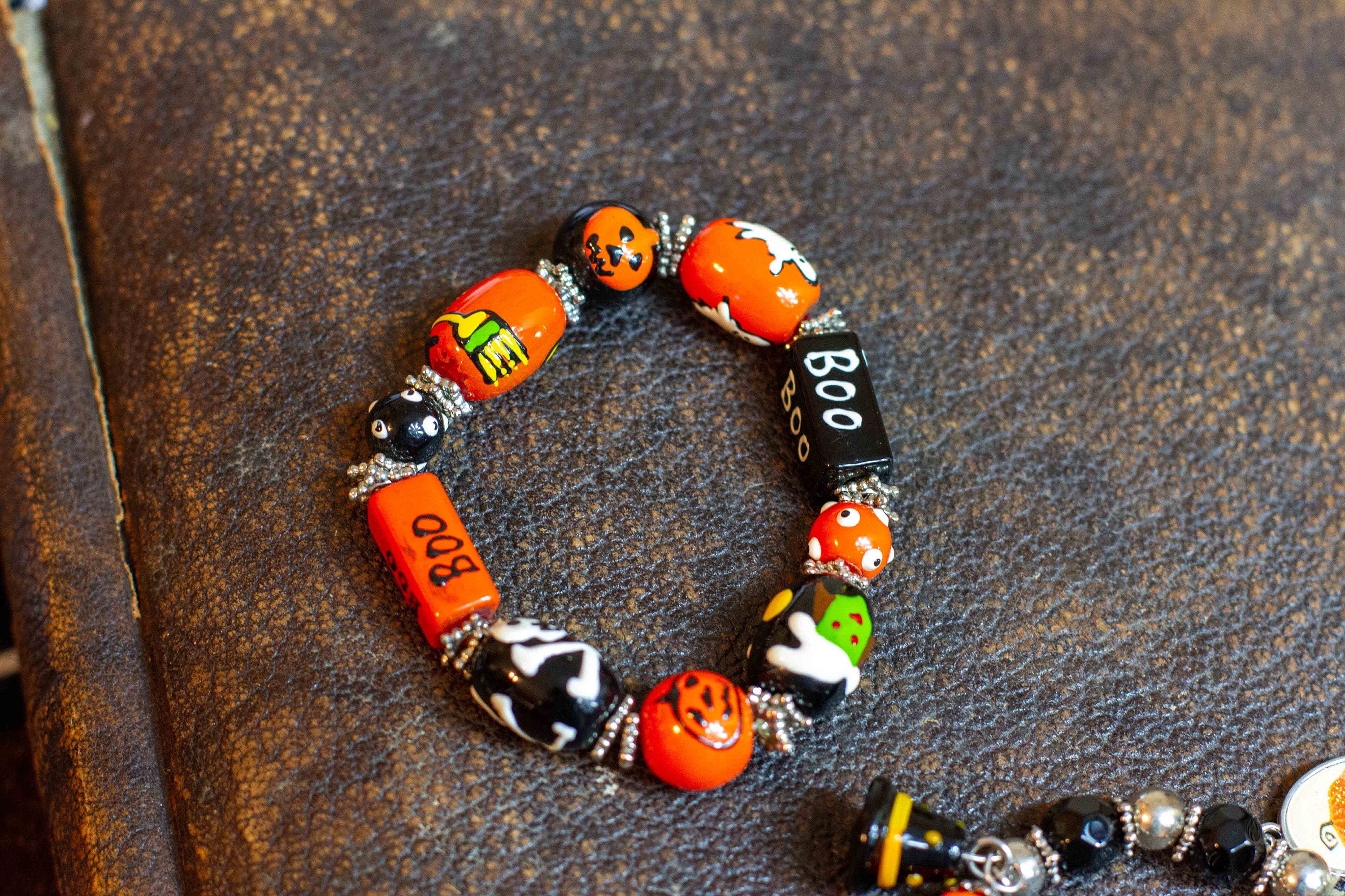 HALLOWEEN BRACELETS Set of 2 Beaded Elastic Charms Etsy