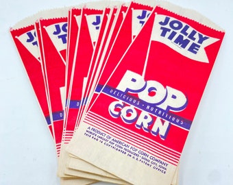 Vintage Jolly Time Popcorn Bags Set of 10 | NOS Unused, Party Favors, Circus, Ephemera