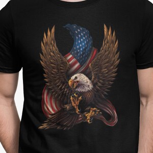Patriotic American Eagle And Flag tshirt 4th of July Shirt USA Shirt Cotton Tee Premium T-shirt image 1
