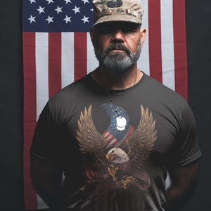 Patriotic American Eagle And Flag tshirt 4th of July Shirt USA Shirt Cotton Tee Premium T-shirt image 3