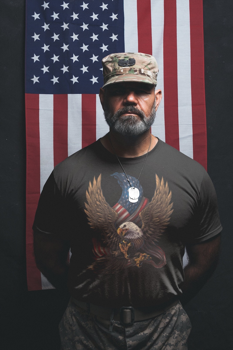 Patriotic American Eagle And Flag tshirt 4th of July Shirt USA Shirt Cotton Tee Premium T-shirt image 3