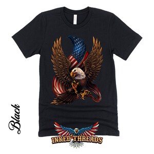 Patriotic American Eagle And Flag tshirt 4th of July Shirt USA Shirt Cotton Tee Premium T-shirt Black