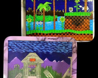 Sonic 1/Mario  - Greenhill, Marble, Growing Supershrooms, Moonlit Waterfall - Classic Painting - Choose Your Zone!