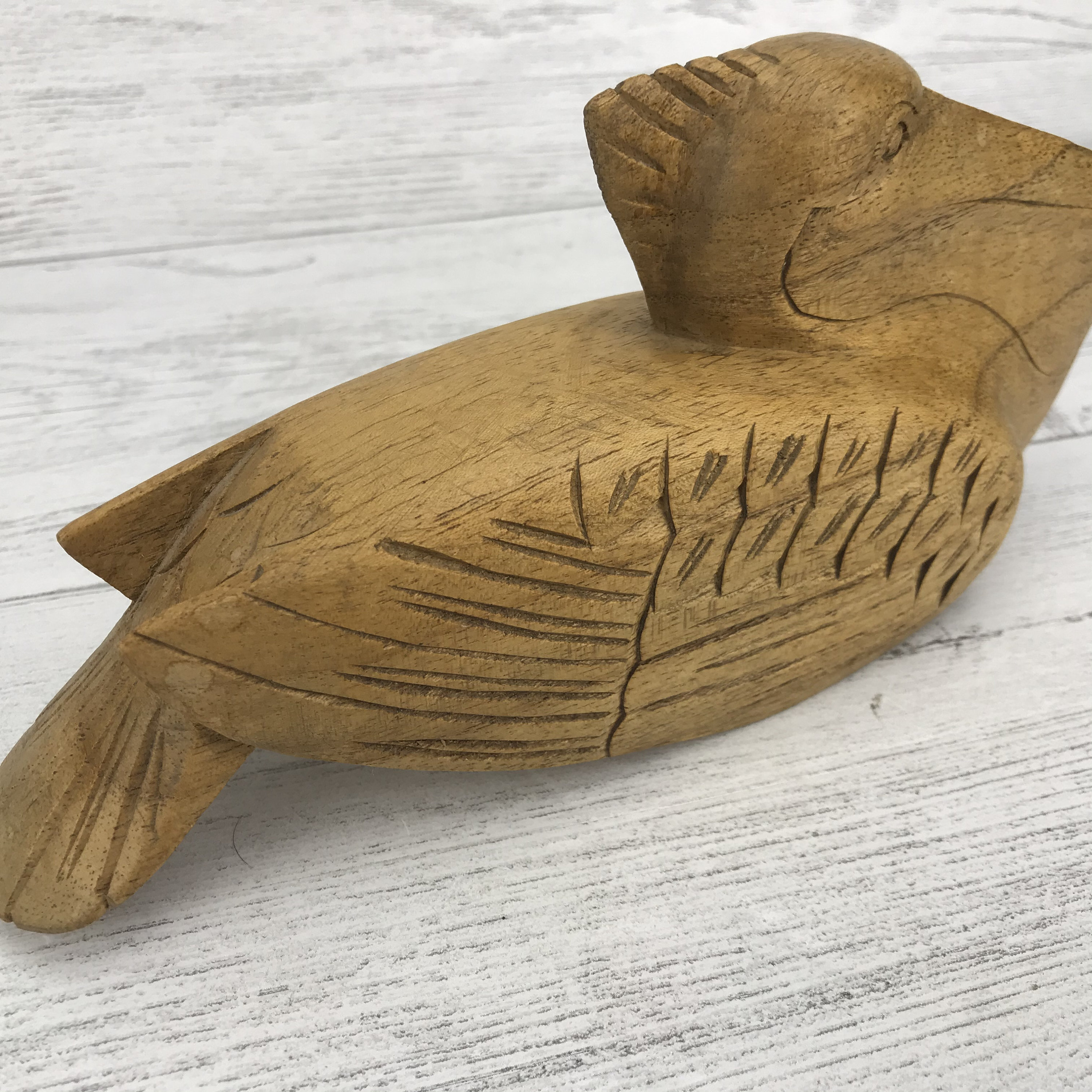 Carved wood pelican statue vintage wooden pelican coastal Etsy