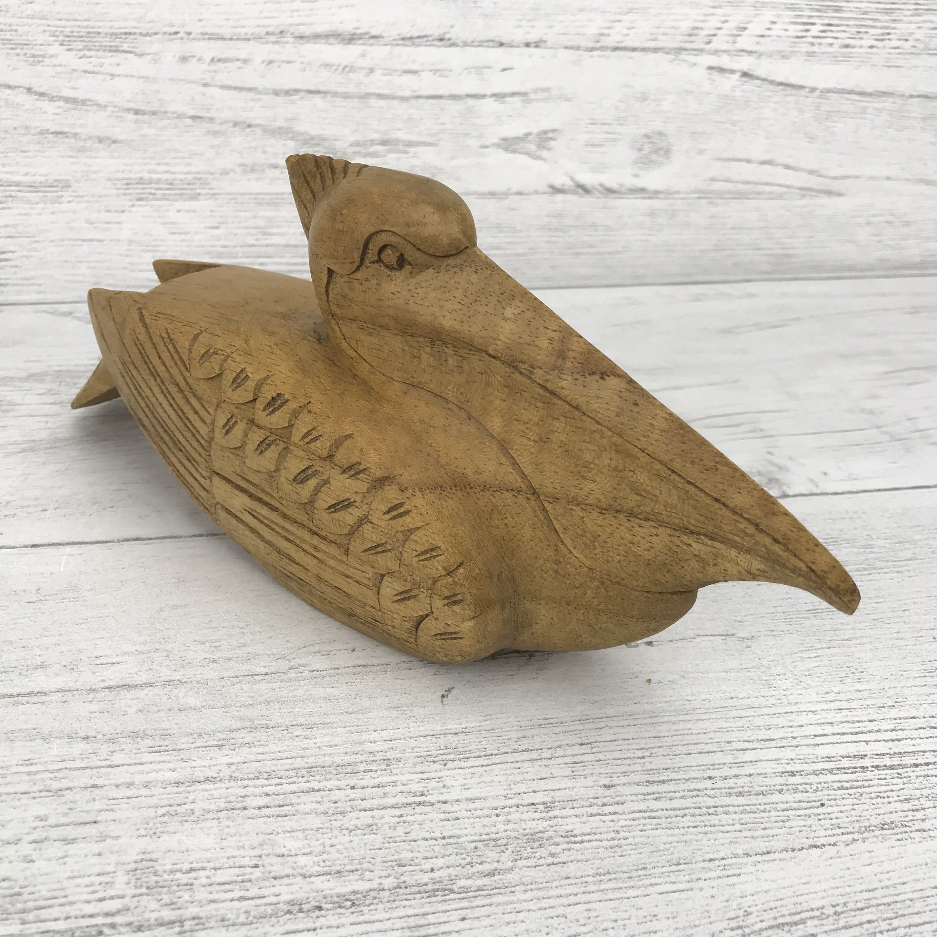 Carved wood pelican statue vintage wooden pelican coastal Etsy