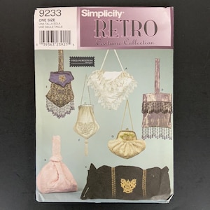 Simplicity 9233 Retro Costume Collection Purses Evening Bags Sewing Pattern 2009 UNCUT