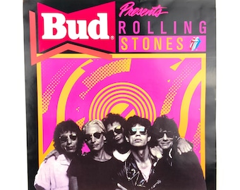 Rolling Stones Budweiser Steel Wheels North American Tour Poster 1989 Vintage
